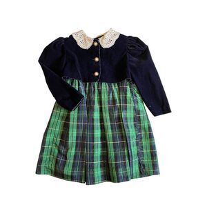 Peaches & Cream Green Plaid Party Formal Dress Size 2T